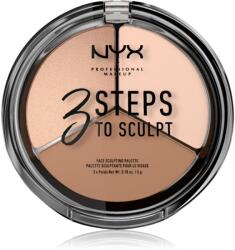 NYX Professional Makeup 3 Steps To Sculpt Púderes highlight és kontúr paletta árnyalat 01 Fair 15 g