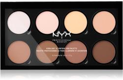 NYX Professional Makeup Highlight & Contour PRO Púderes highlight és kontúr paletta 8x2, 7 g