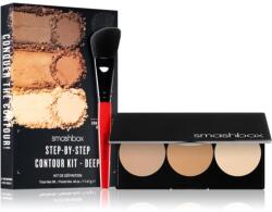 Smashbox Step By Step Contour Kit Púderes highlight és kontúr paletta ecsettel árnyalat Light/Medium 11.47 g