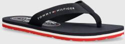 Tommy Hilfiger slapi GLOBAL STRIPES FLAT BEACH SANDAL femei, culoarea albastru marin, cu toc plat, FW0FW07856 PPYH-KLD08B_59X