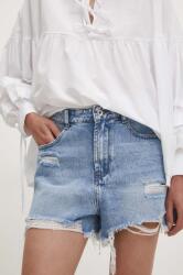 Answear Lab pantaloni scurti jeans femei, neted, high waist BMYH-SZD00H_55X