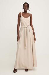 ANSWEAR rochie din in culoarea bej, maxi, evazată BMYH-SSD01M_80X (d855.ijs)