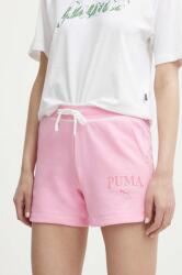 PUMA pantaloni scurti SQUAD femei, culoarea roz, cu imprimeu, high waist, 678704 PPYH-SZD0HO_30X (678704)