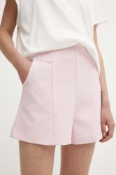 Answear Lab pantaloni scurti femei, culoarea roz, neted, high waist BMYH-SZD00B_30X