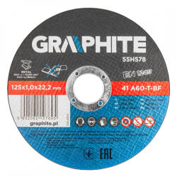 GRAPHITE Vágókorong, fémhez, 125 x1x 22.2 mm, 41 a60-t-bf, 10db (55H578) - olaj