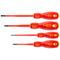 NEO TOOLS Csavarhúzó készlet 1000v, szigetelt, 4db, vékonyított szárral (04-144) - olaj