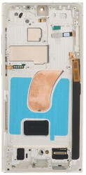 Samsung S918B Galaxy S23 Ultra EU verzió előlap keret, lcd kijelző és érintőpanel, ezüst (Small size OLED)