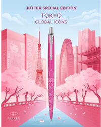 Parker Golyóstoll, 0, 7 mm, ezüst színű klip, mintás tolltest, PARKER, "Royal Jotter Tokyo", kék (ICPJTE) - jatekotthon