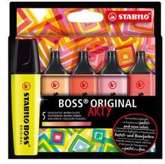 STABILO Highlighter - STABILO BOSS ORIGINAL - ARTY - pachet de 5 - cu 5 culori diferite