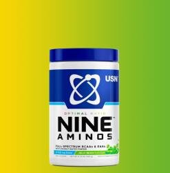 USN - Nine Aminos - Full Spectrum Bcaas & Eaas With Coconut Water Powder - 330 G - Jelly Bean