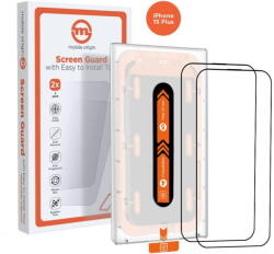 Mobile Origin Orange Screen Guard iPhone 15 Plus with easy applicator, 2 pack (SGA-F-i15Plus-2pk) - pcone