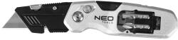 NEO TOOLS Trapézpengés kés, összecsukható, alu házas, 1+3 penge, 2 db csavarhúzóbittel (63-705) - szerszamparadicsom