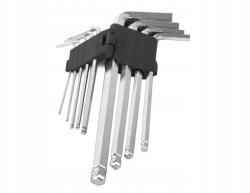 VERK GROUP Qtools imbuszkulcs készlet, gömbfejű véggel 9 db, 1, 5-10mm, króm-vanádium