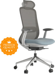 Mercury Ergonómikus irodai szék BESSEL szürke műanyag, kék, napi 8 órás üléshez