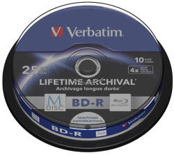 Verbatim M-disc Bd-r 25gb 4x Lifetime Archival Nyomtatható Cake (10) (43825)