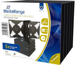 MEDIARANGE 22mm CD TOK 4 DB LEMEZ TÁROLÁSÁHOZ 5 DB-OS CSOMAG BOX34-4 (BOX34-4) - mediaplaza
