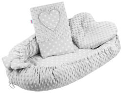 New Baby Luxus párnával és paplannal - Szívecske szürke