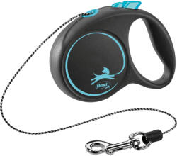 flexi FLEXI Black Design, lesă șnur retractabilă câini, poliester, albastru, XS(8kg, 3m)