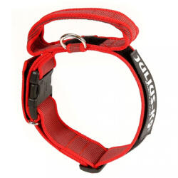 Julius-K9 JULIUS-K9 Color & Gray, zgardă ajustabilă cu mâner câini, nylon, 50mm x 49-70cm, roșu cu gri