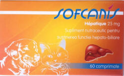  SOFCANIS SOFCANIS Hépatique 25mg, supliment sistem hepatic câini, comprimate SOFCANIS Hépatique 25mg, XS-S, supliment sistem hepatic câini și pisici, blister, 60 comprimate
