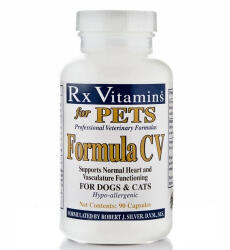 Rx Vitamins RX VITAMINS CV Formula, supliment sistem cardio-vascular câini, capsule RX VITAMINS CV Formula, supliment sistem cardio-vascular câini și pisici, flacon, 90 capsule
