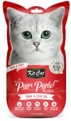 KIT CAT KIT CAT Purr Puree Plus Skin & Coat, Ton, plic, punguță recompense funcționale fără cereale pisici, piele & blană, (piure), 15g x 4buc