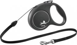 flexi FLEXI Black Design, lesă șnur retractabilă câini, poliester, argintiu, S(12kg, 5m)