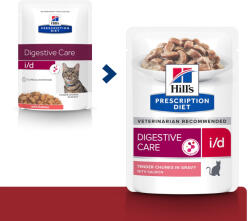 Hill's Prescription Diet HILL'S Prescription Diet i/d Sensitive Digestive Care, Somon, dietă veterinară pisici, plic hrană umedă, sistem digestiv, 85g x 12buc