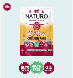 Naturo NATURO Kitten, Pui, plic hrană umedă fără cereale pisici junior, (pate), 85g