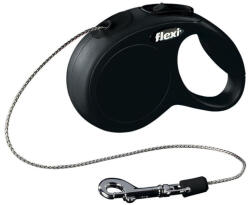 flexi FLEXI Classic, lesă șnur retractabilă câini, reflectorizant, poliester, negru, XS(8kg, 3m)