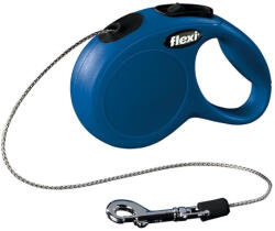 flexi FLEXI Classic, lesă șnur retractabilă câini, reflectorizant, poliester, albastru, XS(8kg, 3m)