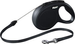 flexi FLEXI Classic, lesă șnur retractabilă câini, reflectorizant, poliester, negru, S(12kg, 8m)
