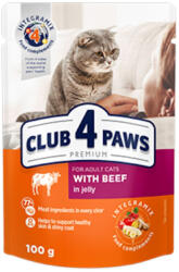 CLUB 4 PAWS CLUB 4 PAWS Premium, Vită, hrană umedă pisici, Vită, (în aspic) CLUB 4 PAWS Premium, Vită, plic hrană umedă pisici, (în aspic), 100g