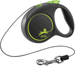flexi FLEXI Black Design, lesă șnur retractabilă câini, poliester, verde, XS(8kg, 3m)