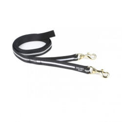 Julius-K9 JULIUS-K9 IDC, lesă Y dublă cu 2 carabine fără mâner câini, nylon, bandă, 25mm x 2.2m, negru
