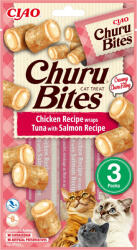 Inaba Foods INABA Churu Bites, Pui, Ton și Somon, punguță, recompense fără cereale pisici, semimoist INABA Churu Bites, Pui, Ton și Somon, punguță, plic recompense fără cereale pisici, semimoist, 30g