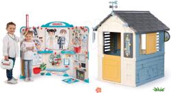 Smoby Set căsuță stație meteorologică cu cabinet medical anatomia corpului uman Patru anotimpuri 4 Seasons Playhouse Smoby cu clopoțel de vânt și pluviometru (SM810731-16) Casuta pentru copii