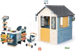 Smoby Set căsuță stație meteorologică cu magazin Maxi Market Cele Patru anotimpuri 4 Seasons Playhouse Smoby cu sunete și lumini (SM810731-15) Casuta pentru copii