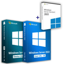Microsoft Windows Server 2022 Standard (2 felhasználó) + 2022 RDS User CAL (50 felhasználó) + 2022 RDS Device CAL (50 eszköz) Business 22 (Elektronikus licenc)