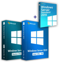 Microsoft Windows Server 2019 Standard (2 felhasználó) + 2019 RDS User CAL (50 felhasználó) + 2019 RDS Device CAL (50 eszköz) Business 19 (Elektronikus licenc)