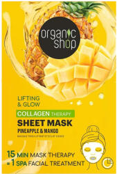  Organic Shop Lifting & Glow Kollagénes fátyolmaszk ananásszal és mangóval - 25g - vitaminbolt - 766 Ft
