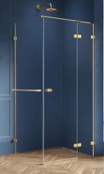 NEW TRENDY Avexa Gold Brushed zuhanykabin 80x70 cm négyszögletes arany csiszolt/átlátszó üveg EXK-3040