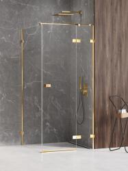 NEW TRENDY Avexa Gold Shine zuhanykabin 90x80 cm négyszögletes arany fényes/átlátszó üveg EXK-1659 (EXK1659)