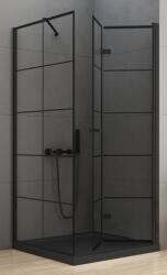 NEW TRENDY New Soleo Black zuhanykabin 90x90 cm négyzet fekete matt/üveg mintával D-0290A/D-0121B
