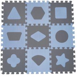 BabyDan Puzzle habszivacs játszószőnyeg 9db, 90x90cm, Geometriai formák, kék ()