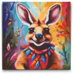  Gyémántszemes kirakó - Boldog kenguru Méret: 50x50cm, Keretezés: Műanyagtáblával, Gyémántok: Kerek