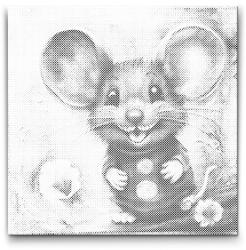  PontPöttyöző - Boldog egér Méret: 50x50cm, Keretezés: Keret nélkül (csak a vászon), Szín: Fekete