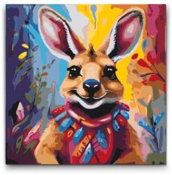 Festés számok szerint - Boldog kenguru Méret: 50x50cm, Keretezés: Keret nélkül (csak a vászon)