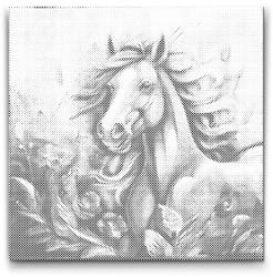  PontPöttyöző - Boldog ló Méret: 50x50cm, Keretezés: Kerek keret, Szín: Piros