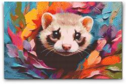  Gyémántszemes kirakó - Boldog vadászgörény Méret: 40x60cm, Keretezés: Keret nélkül (csak a vászon), Gyémántok: Kerek